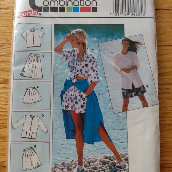 Vintage Skirt Shirt Shorts Sewing Pattern Plus Size 10-22 Burda 4824 UNCUT - Picture 2 of 9